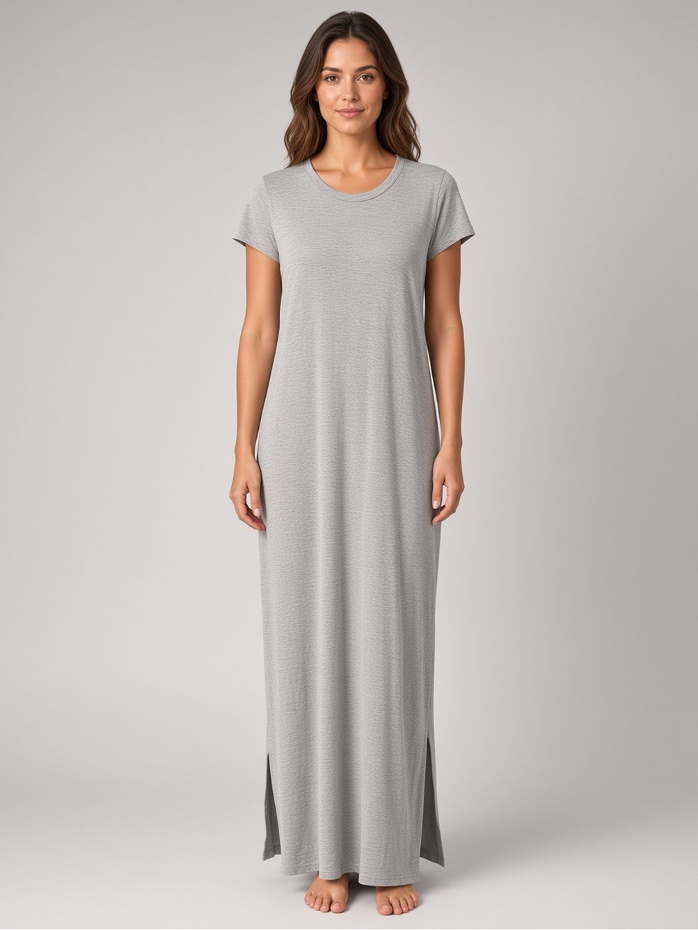 Jessica Simpson Light Gray Short-Sleeve Maxi Dress